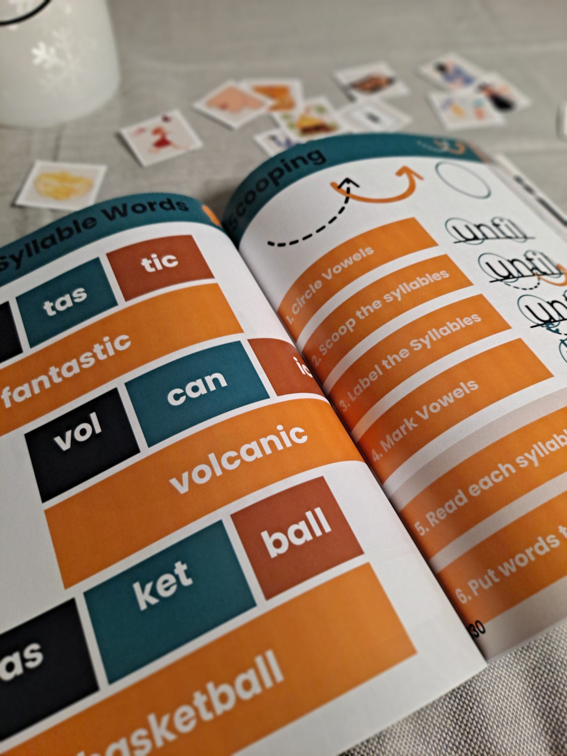Syllable word-building page in the workbook